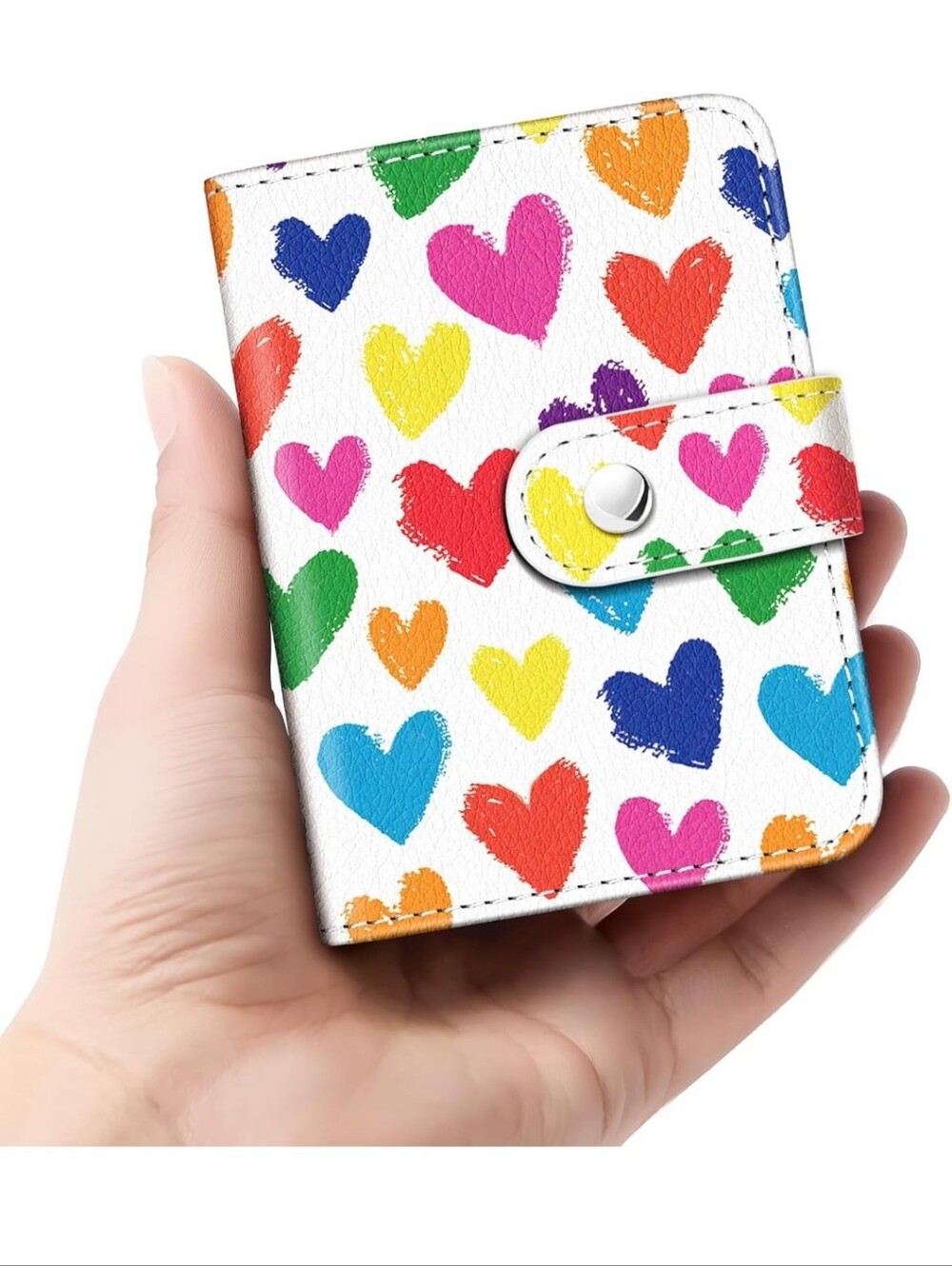 Kids Heart Print Cardholder Wallet - White Multicolor